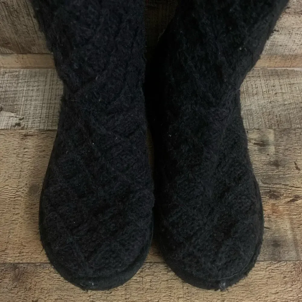 UGG Lattice Cardy Tall Knit Sweater Boots Black Size 1